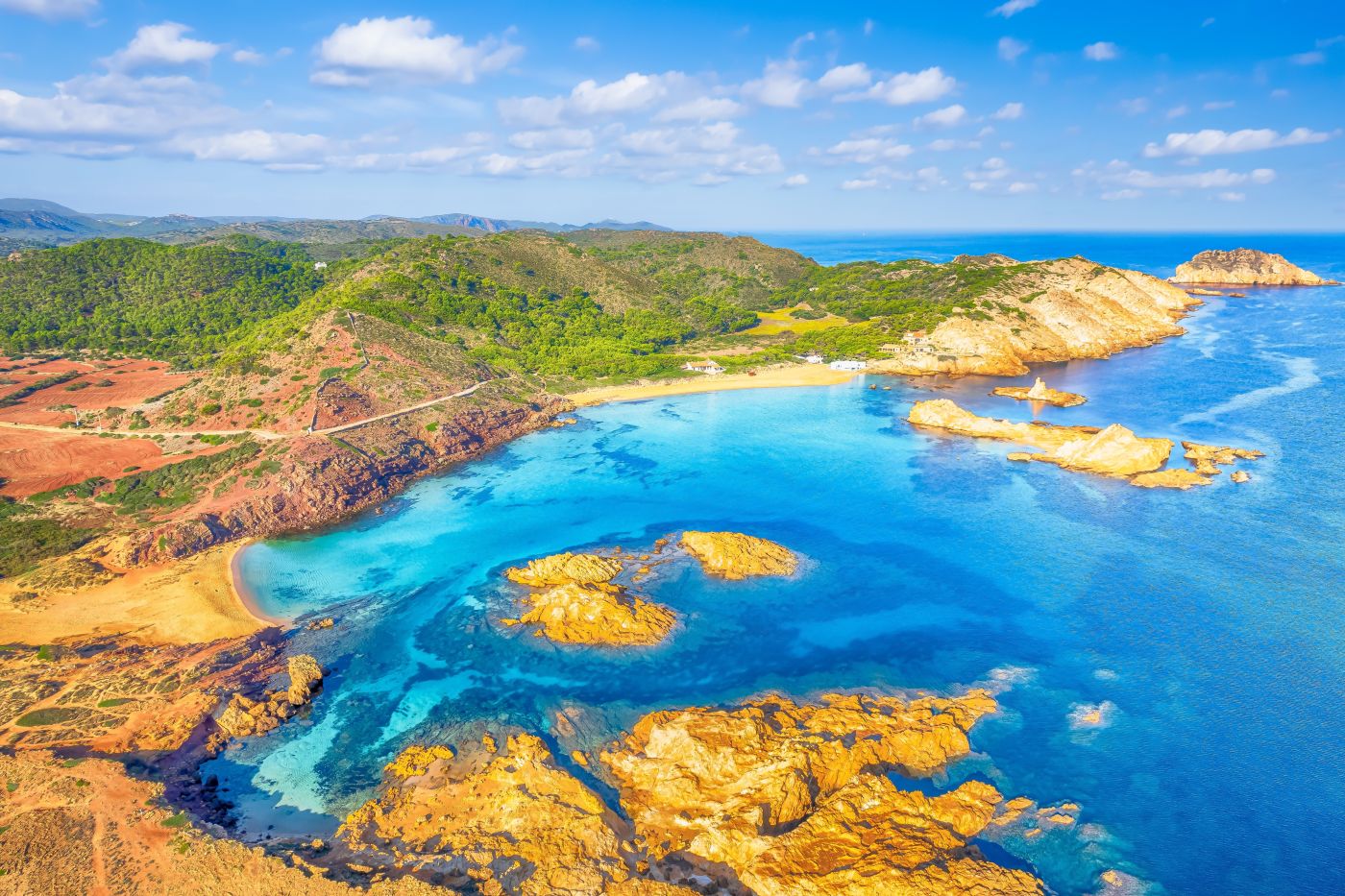 Landscape,With,Aerial,View,Of,Cala,Pregonda,Beach,,Menorca,Island,